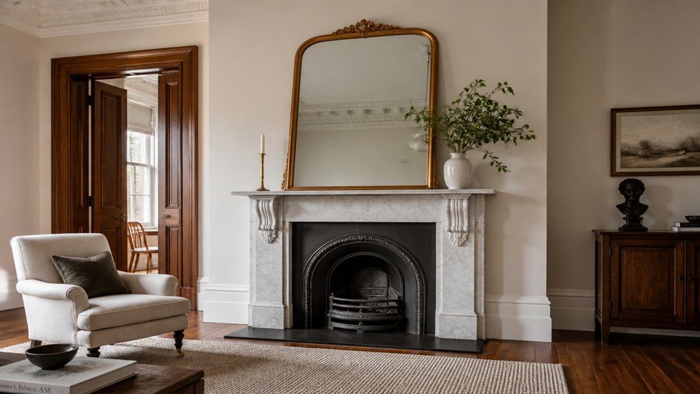 elegant restrained mantel styling