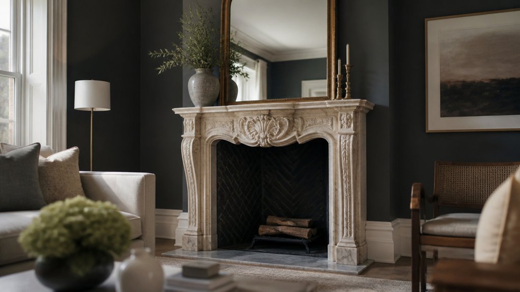frame fireplace with contrasting tones