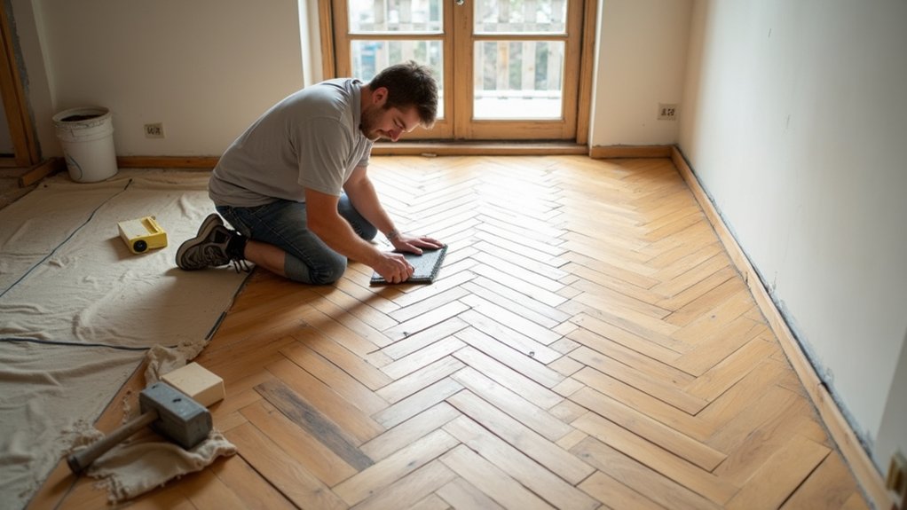 installing herringbone flooring