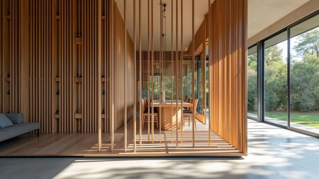 modern wooden slat divider