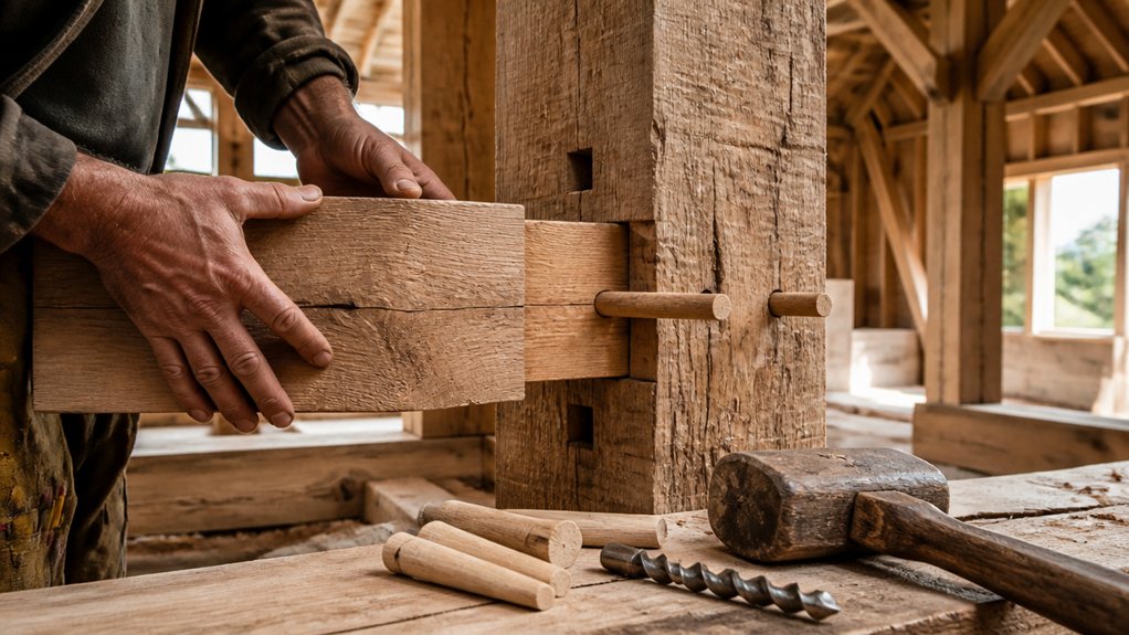 precise joinery and pegging