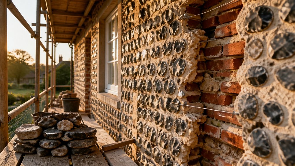 rebuild flint walls properly