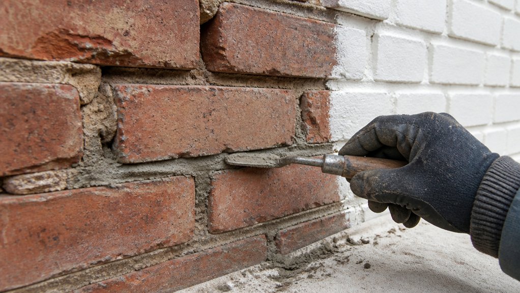 repointing damaged mortar joints